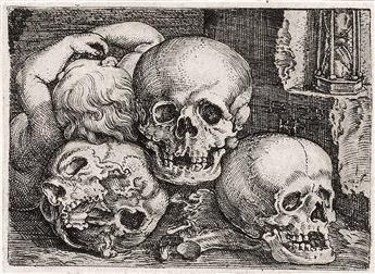 BARTHEL BEHAM Sleeping Child with Three Skulls.